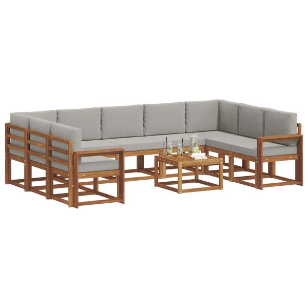 Комплект дивани с възглавница 10 pcs Естествено и светло сиво