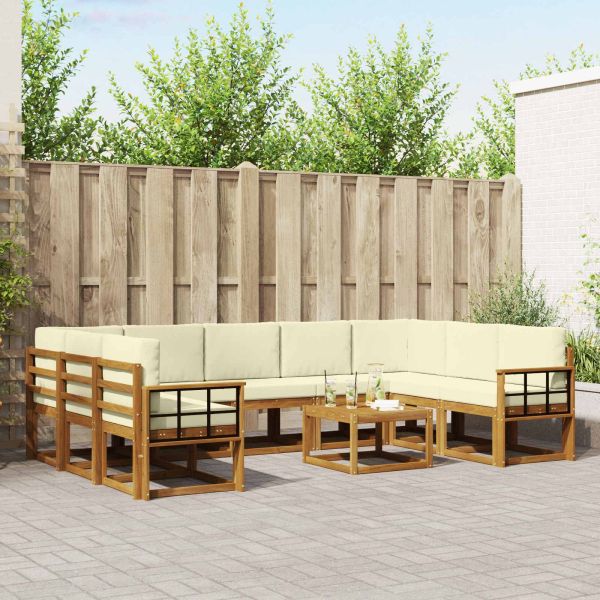 Комплект дивани с възглавница 10 pcs Натурален и Крема