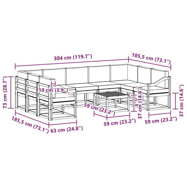 Комплект дивани с възглавница 10 pcs Натурален и Крема