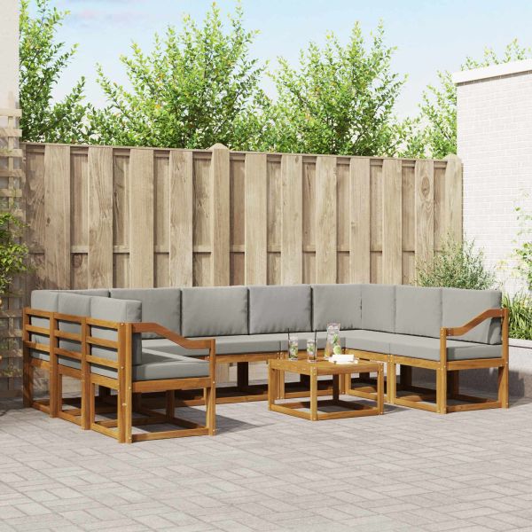 Комплект дивани за открито 10 pcs Естествено и светло сиво