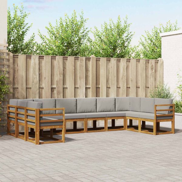 Комплект дивани с възглавница 10 pcs Естествено и светло сиво