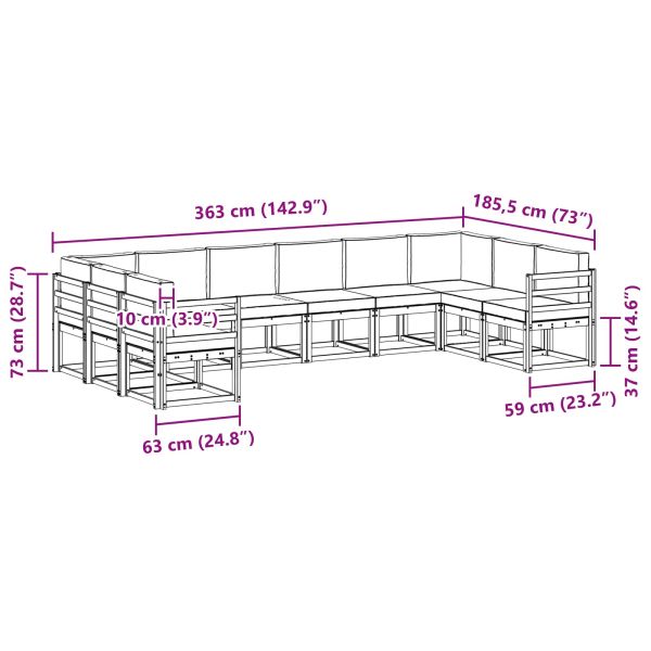 Комплект дивани с възглавница 10 pcs Естествено и светло сиво