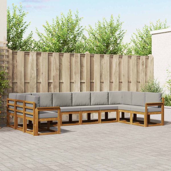 Комплект дивани с възглавница 10 pcs Естествено и светло сиво