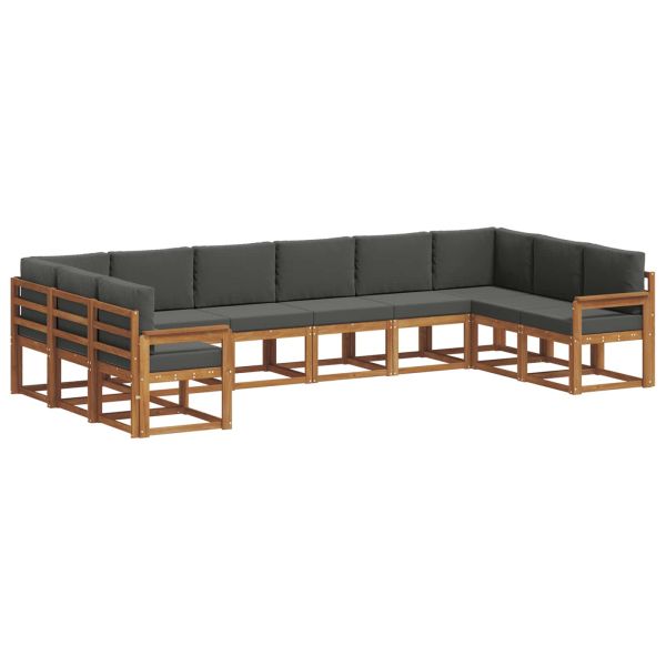 Комплект дивани за открито 10 pcs Натурален и Антрацит