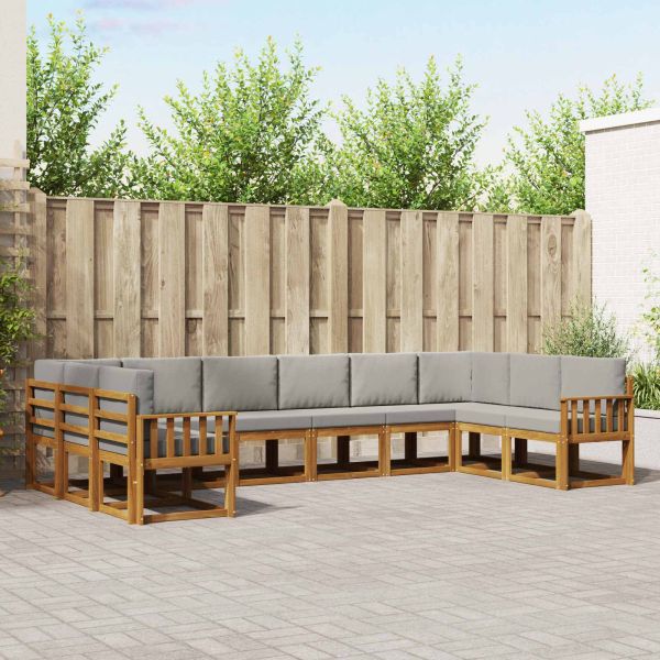 Комплект дивани с възглавница 10 pcs Естествено и светло сиво