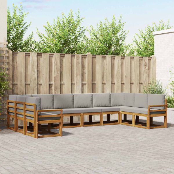 Комплект дивани с възглавница 10 pcs Естествено и светло сиво