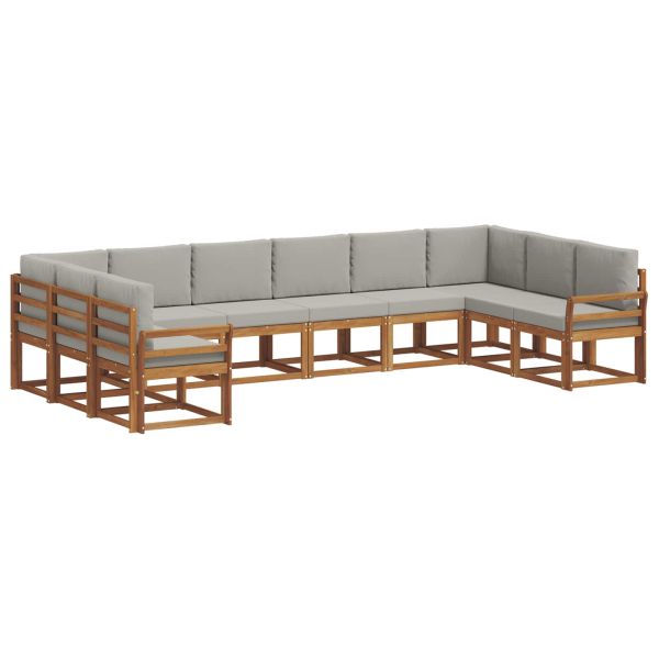 Комплект дивани с възглавница 10 pcs Естествено и светло сиво