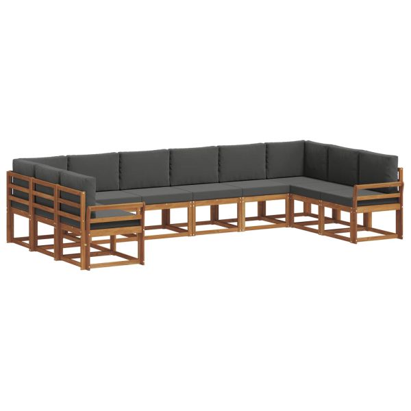 Комплект дивани с възглавница 10 pcs Натурален и Антрацит