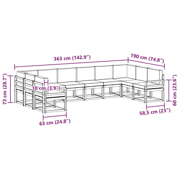 Комплект дивани с възглавница 10 pcs Натурален и Антрацит