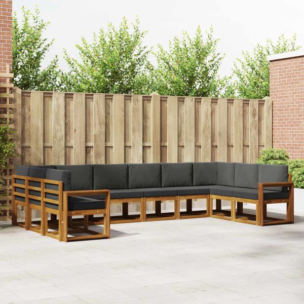 Комплект дивани с възглавница 10 pcs Натурален и Антрацит