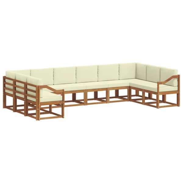 Комплект дивани за открито 10 pcs Натурален и Крема
