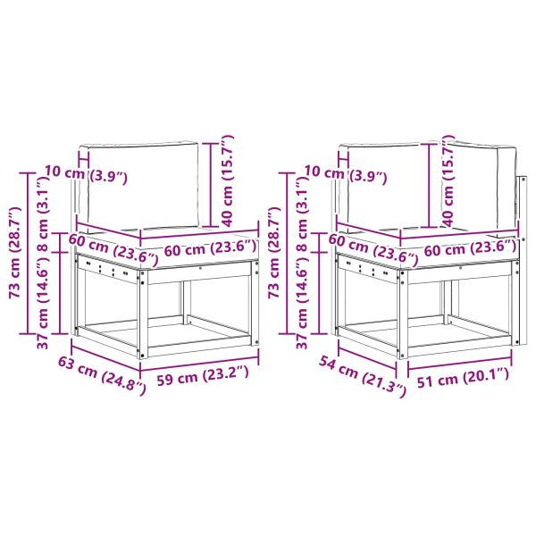 Комплект дивани за открито 10 pcs Натурален и Крема