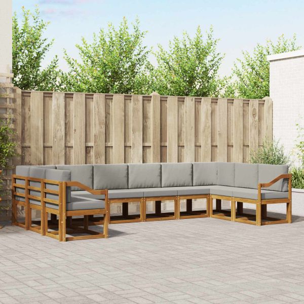 Комплект дивани за открито 10 pcs Естествено и светло сиво