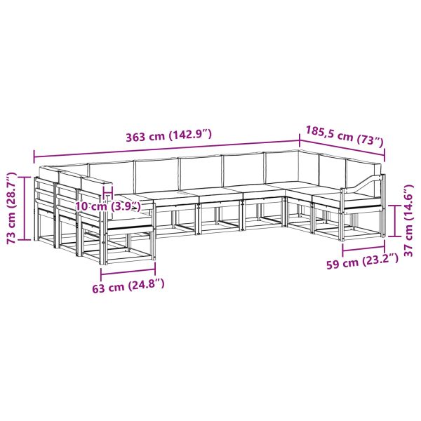 Комплект дивани за открито 10 pcs Естествено и светло сиво