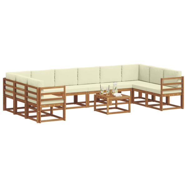 Комплект дивани с възглавница 11 pcs Натурален и Крема