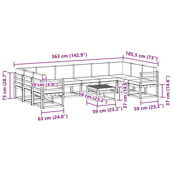 Комплект дивани с възглавница 11 pcs Натурален и Крема