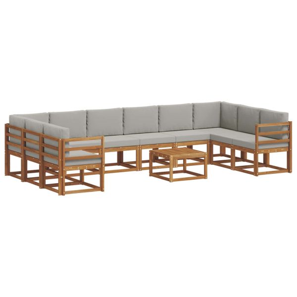 Комплект дивани с възглавница 11 pcs Естествено и светло сиво