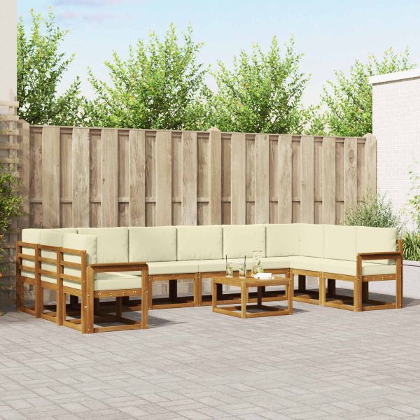 Комплект дивани с възглавница 11 pcs Натурален и Крема