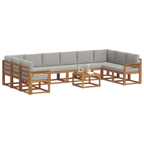 Комплект дивани с възглавница 11 pcs Естествено и светло сиво