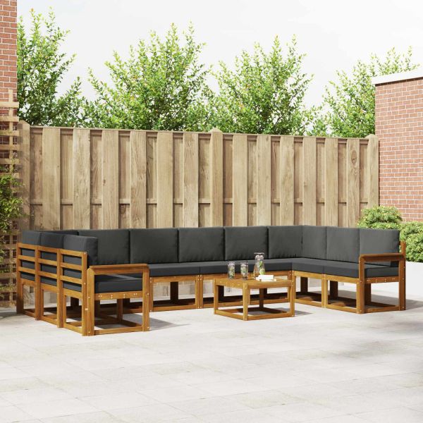 Комплект дивани с възглавница 11 pcs Натурален и Антрацит