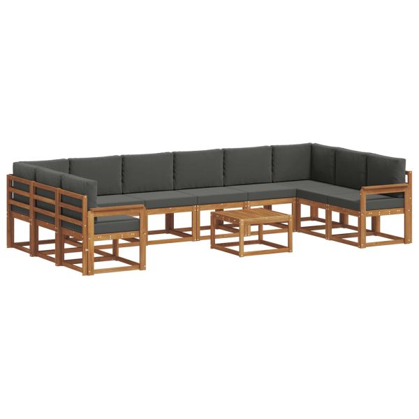 Комплект дивани с възглавница 11 pcs Натурален и Антрацит