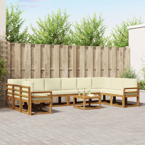 Комплект дивани за открито 11 pcs Натурален и Крема