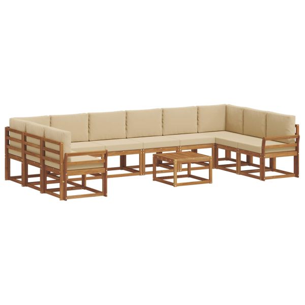 Комплект дивани с възглавница 11 pcs Натурален и Бежов