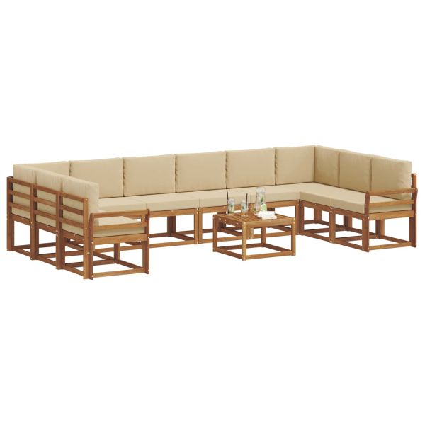 Комплект дивани с възглавница 11 pcs Натурален и Бежов