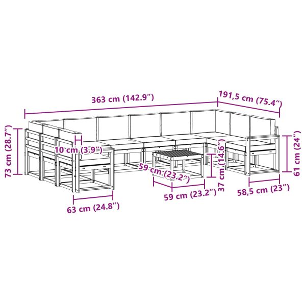 Комплект дивани с възглавница 11 pcs Натурален и Бежов
