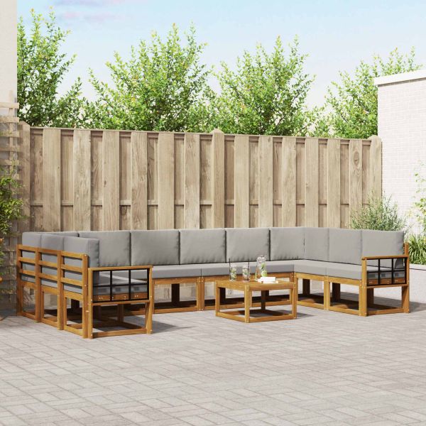 Комплект дивани с възглавница 11 pcs Естествено и светло сиво