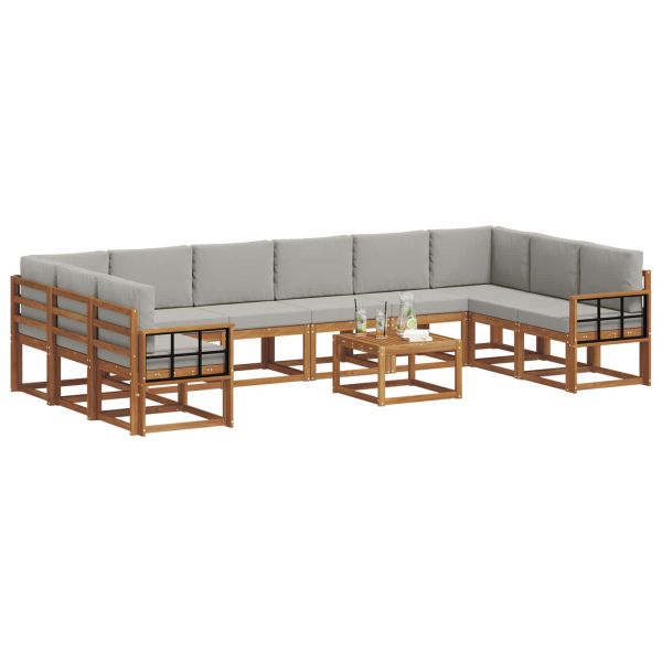 Комплект дивани с възглавница 11 pcs Естествено и светло сиво