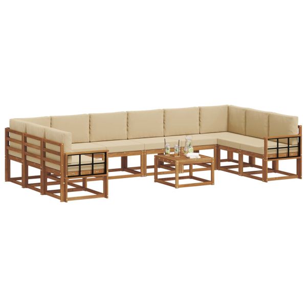 Комплект дивани с възглавница 11 pcs Натурален и Бежов