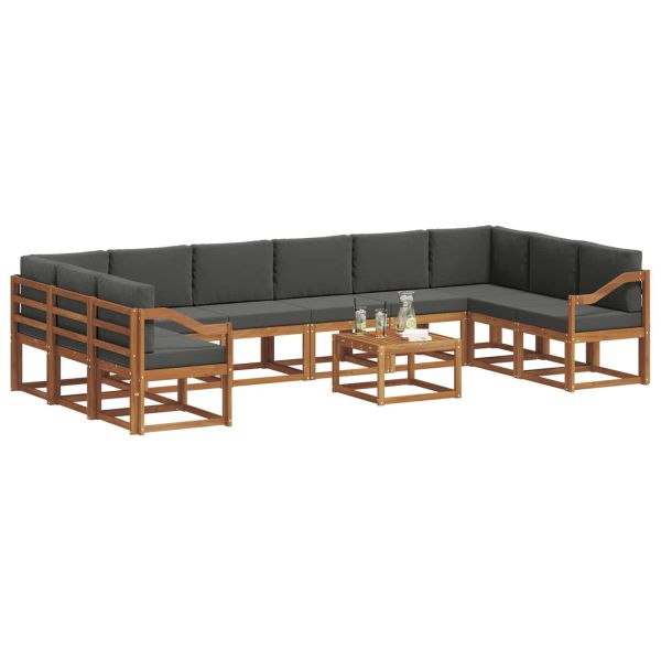 Комплект дивани с възглавница 11 pcs Натурален и Антрацит