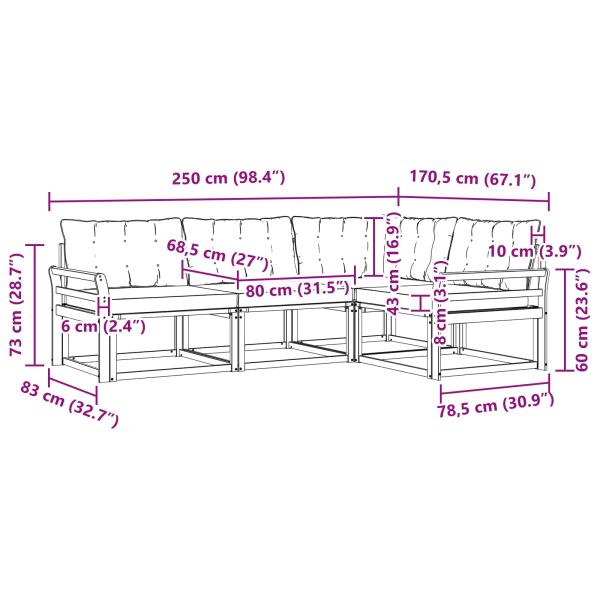 Комплект дивани с възглавница 4 pcs Естествено и черно