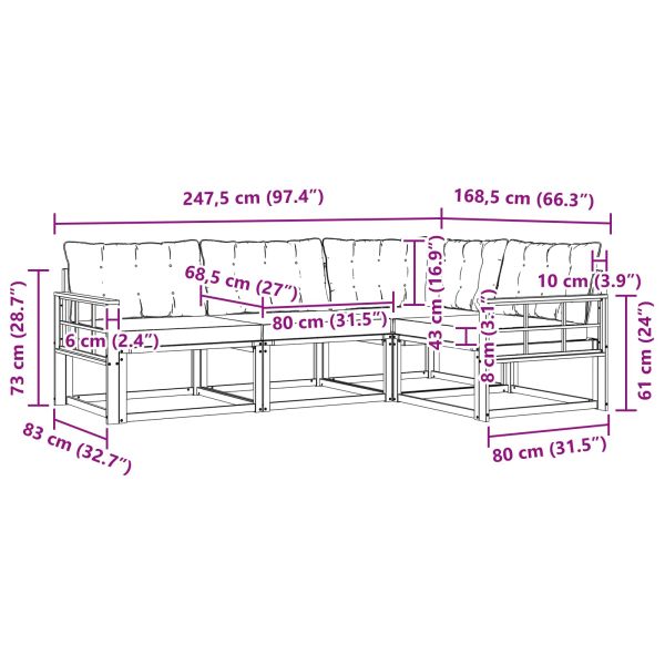 Комплект дивани за открито 4 pcs Естествено и светло сиво