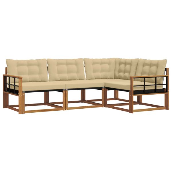 Комплект дивани с възглавница 4 pcs Натурален и Бежов