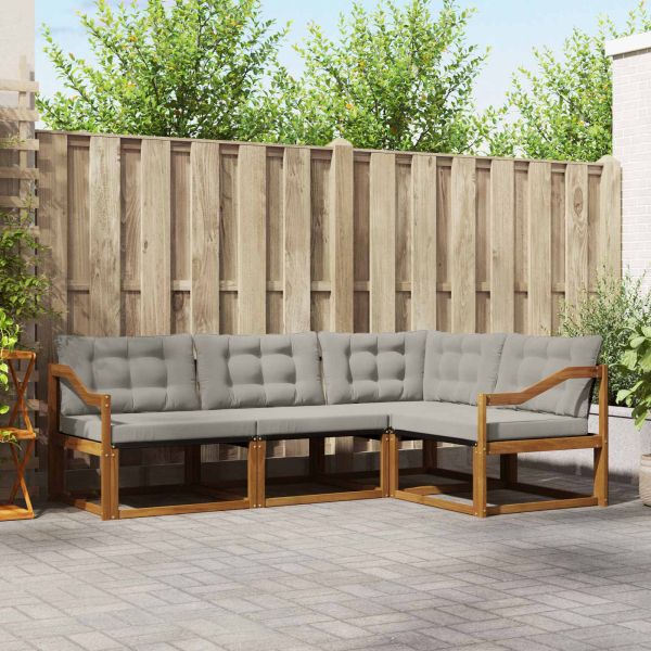 Комплект дивани за открито 4 pcs Естествено и светло сиво