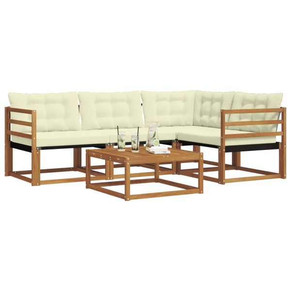 Комплект дивани за открито 5 pcs Натурален и Крема