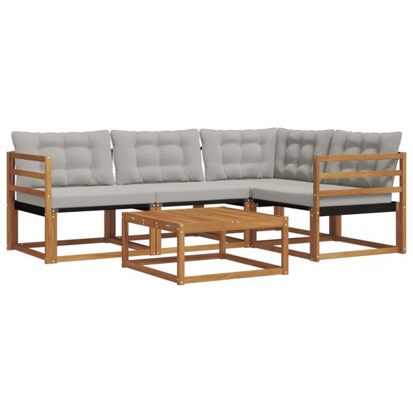 Комплект дивани за открито 5 pcs Естествено и светло сиво