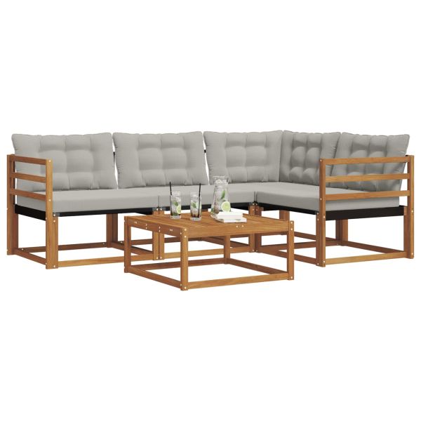 Комплект дивани за открито 5 pcs Естествено и светло сиво