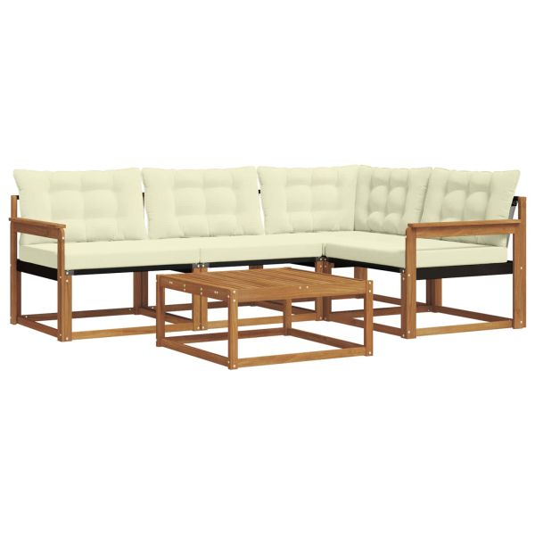 Комплект дивани за открито 5 pcs Натурален и Крема