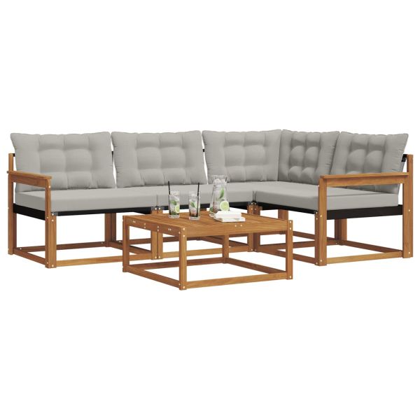 Комплект дивани за открито 5 pcs Естествено и светло сиво