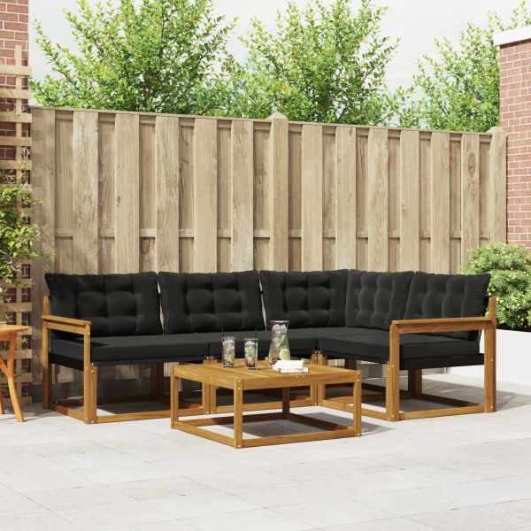 Комплект дивани за открито 5 pcs Естествено и черно