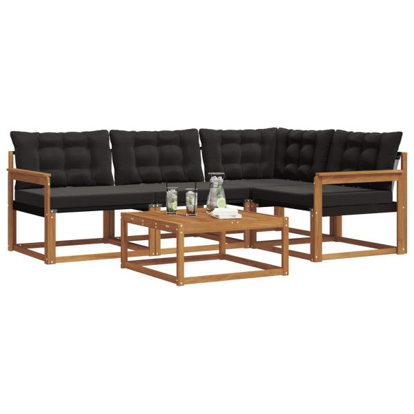 Комплект дивани за открито 5 pcs Естествено и черно