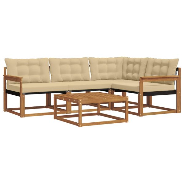 Комплект дивани за открито 5 pcs Натурален и Бежов