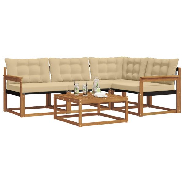 Комплект дивани за открито 5 pcs Натурален и Бежов