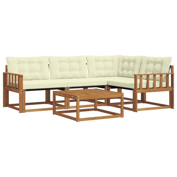 Комплект дивани за открито 5 pcs Натурален и Крема