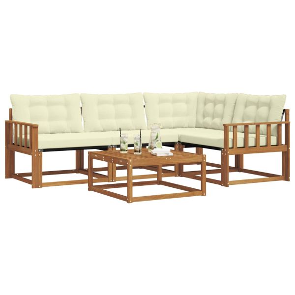 Комплект дивани за открито 5 pcs Натурален и Крема