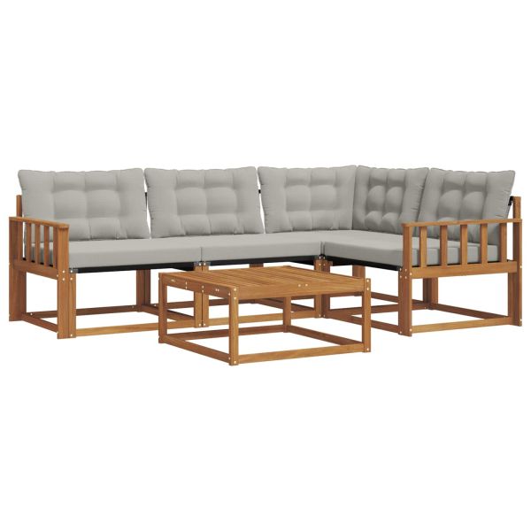 Комплект дивани за открито 5 pcs Естествено и светло сиво