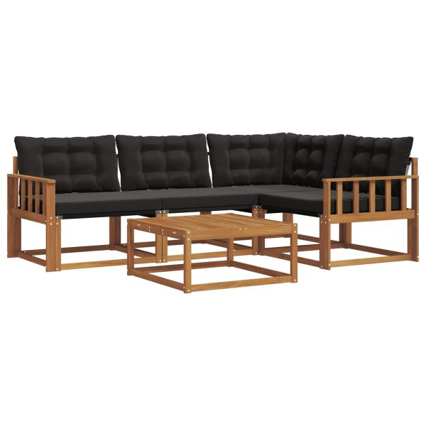 Комплект дивани за открито 5 pcs Естествено и черно